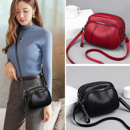 Women’s Solid Color Rivet Zipper Phone Bag – Soft Leather Small Square Shoulder & Crossbody Bag, Fashionable and Simple