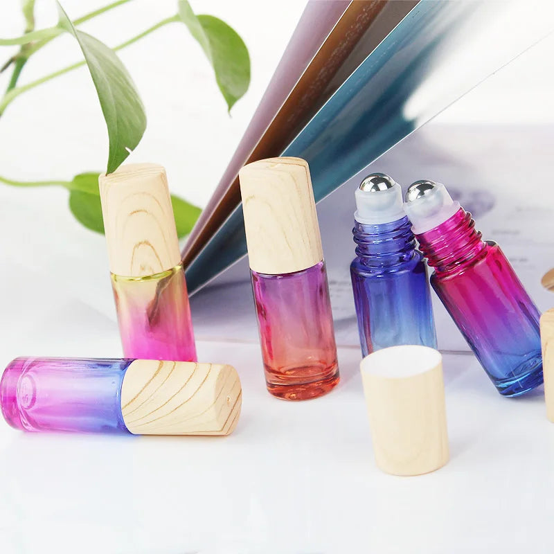 5/10/20/30/50pcs 5ml Glass Roll-On Bottles — Gradient Empty Roller Ball Bottles for Essential Oils & Travel