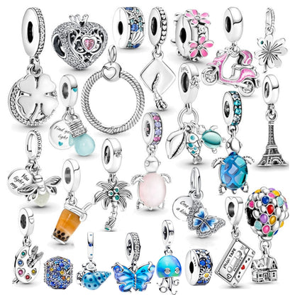 2024 New 925 Sterling Silver Bulb & Small Turtle Charm Pendant – Fit for Original Pandora Bracelet, DIY Women’s Jewelry Gift