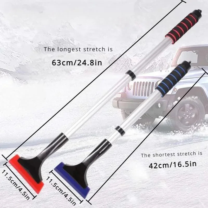Extendable Aluminum Ice Scraper & Snow Brush – Telescopic Extra-Long Car Windshield Shovel