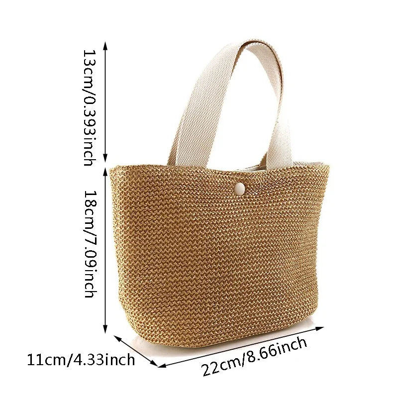 Women’s Bohemian Beach Straw Bag – Handmade Woven Rattan Bucket Shoulder & Crossbody Handbag