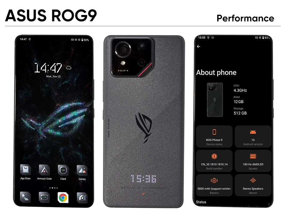 World Premiere ASUS ROG Phone 9 – Snapdragon 8 Elite 5G Smartphone, 6.78'' 185Hz AMOLED Display, 5800mAh, NFC, ROG 9 Pro