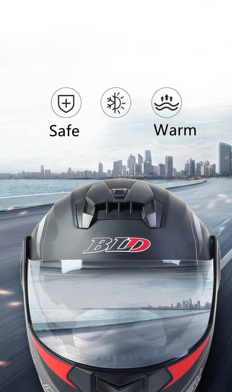 Personalized Dual-Lens Flip-Up Motorcycle Helmet — Motocross Racing Modular Full-Face Helmet for Men & Women, Fashionable Cascos Para Moto