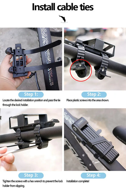 Folding Bicycle Chain Lock – Portable Anti-Theft E-Bike Cable Padlock, Compact Safety Lock for Bikes