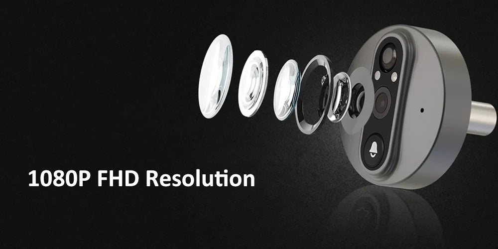 3MP Smart Life Tuya WiFi Doorbell — 1080P Peephole Camera, 5000mAh Battery, PIR Motion Sensor, IR, Alexa & Google Compatible