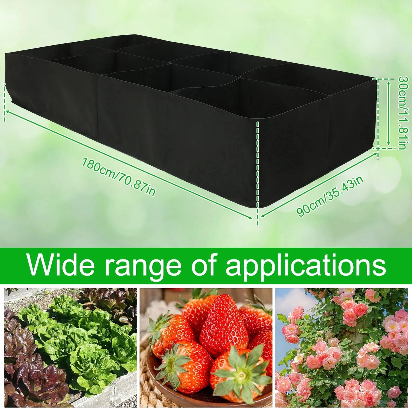 Reusable Fabric Garden Bags: Portable Rectangle Grow Bag for Planting Bed, 4/8 Grids - Large Vegetable Planting Bag for Yard