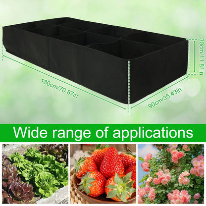 Reusable Fabric Garden Bags: Portable Rectangle Grow Bag for Planting Bed, 4/8 Grids - Large Vegetable Planting Bag for Yard