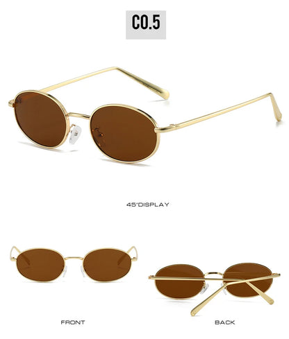SHAUNA Retro Oval Metal Frame Sunglasses – UV400 Punk Style Shades for Women & Men