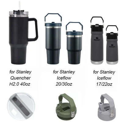 40oz Spill-Proof Tumbler Lid — Sealing Plastic Replacement for Stanley Quencher H2.0