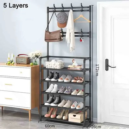 Multi-Layer Shoe and Hat Rack - Multifunctional Floor Standing Storage for Shoes, Sneakers, and Coats, Dormitory Organizer Cabinet
