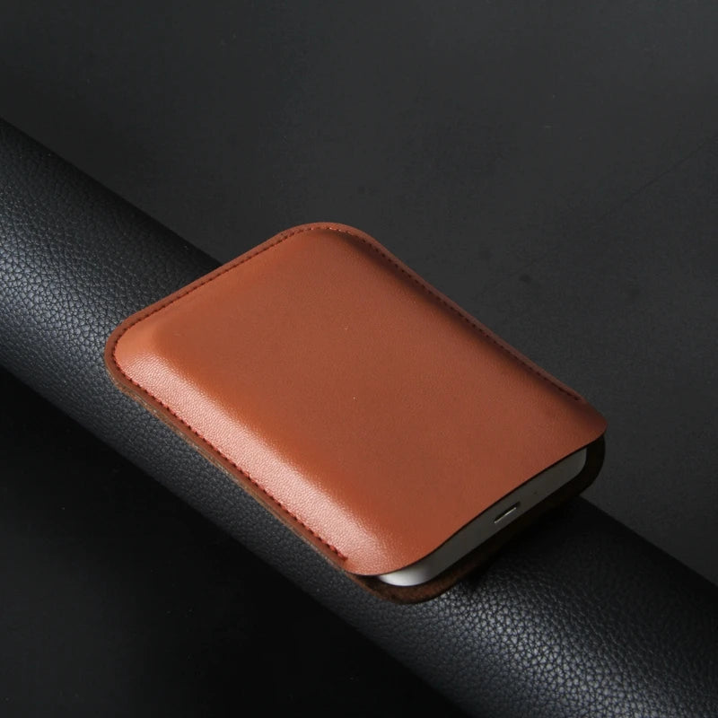 Leather Power Bank Cover Pouch: Protective Case for iPhone 13 Magsafe External Battery