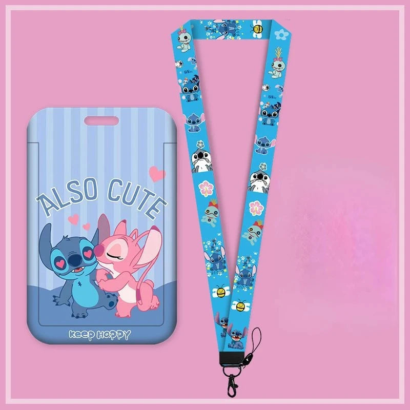 Disney Anime Stitch Badge Holder – Kawaii Card Holder Lanyard for Students, Kids, Campus Neck Strap Gift