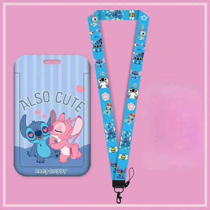 Disney Anime Stitch Badge Holder – Kawaii Card Holder Lanyard for Students, Kids, Campus Neck Strap Gift