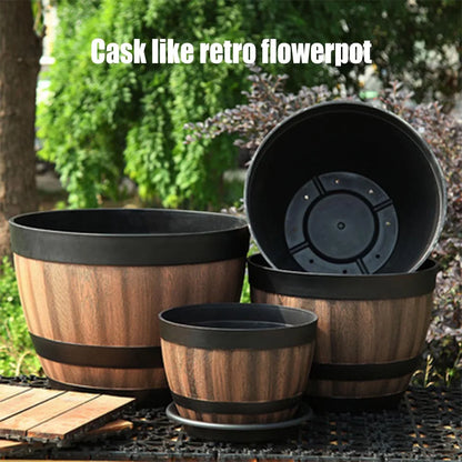 Large Capacity Bucket-Style Flower Pot – Retro Planter for Home & Garden