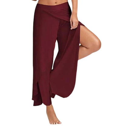 Women’s Wide Leg Yoga Pants – Elastic Waist, Casual Loose Fit, Split & Harem Style Fitness Trousers in Solid Colors