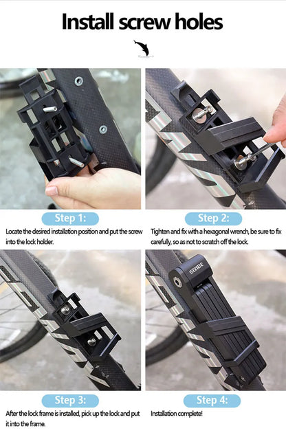 Folding Bicycle Chain Lock – Portable Anti-Theft E-Bike Cable Padlock, Compact Safety Lock for Bikes