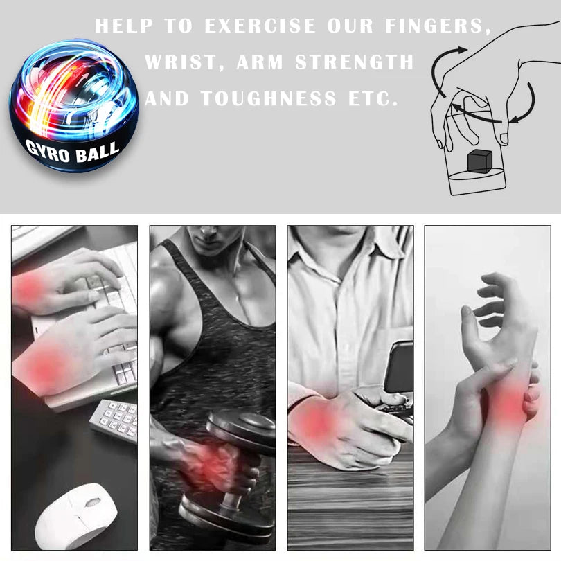 Gyroball Powerball Forearm Exerciser — Gyroscope Muscle Trainer for Wrist & Hand Fitness