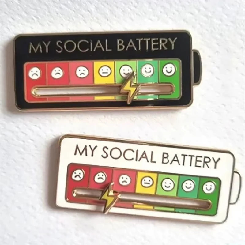Mood Conversion Energy Brooch – My Social Battery Expression Pin for Men & Women, Clothing Badge