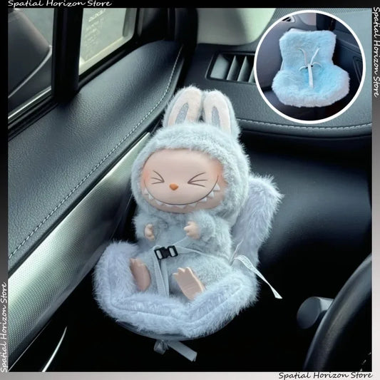 Mini Plush Doll Safety Seat — Kawaii Labubu Idol Kpop Plush Car Air Freshener & Ornament Gift
