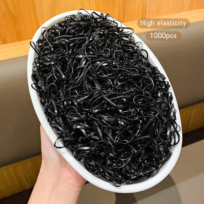 1000 Black Elastic Rubber Bands — Durable, Multipurpose for Daily Use