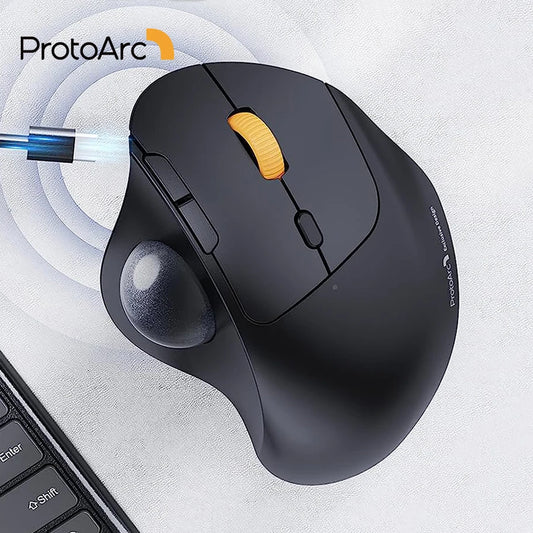 ProtoArc Wireless Trackball Mouse – 2.4G Ergonomic Rollerball, Rechargeable Bluetooth Computer Mouse with 3 Device Connection