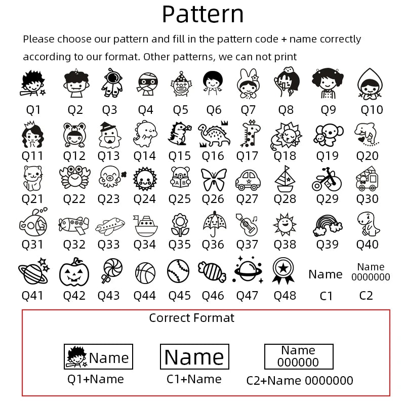 Children's Custom Name Seal Stamp - Kindergarten Clothes Waterproof Name Sticker, Kawaii Montessori Gift for Students