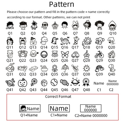 Children's Custom Name Seal Stamp - Kindergarten Clothes Waterproof Name Sticker, Kawaii Montessori Gift for Students