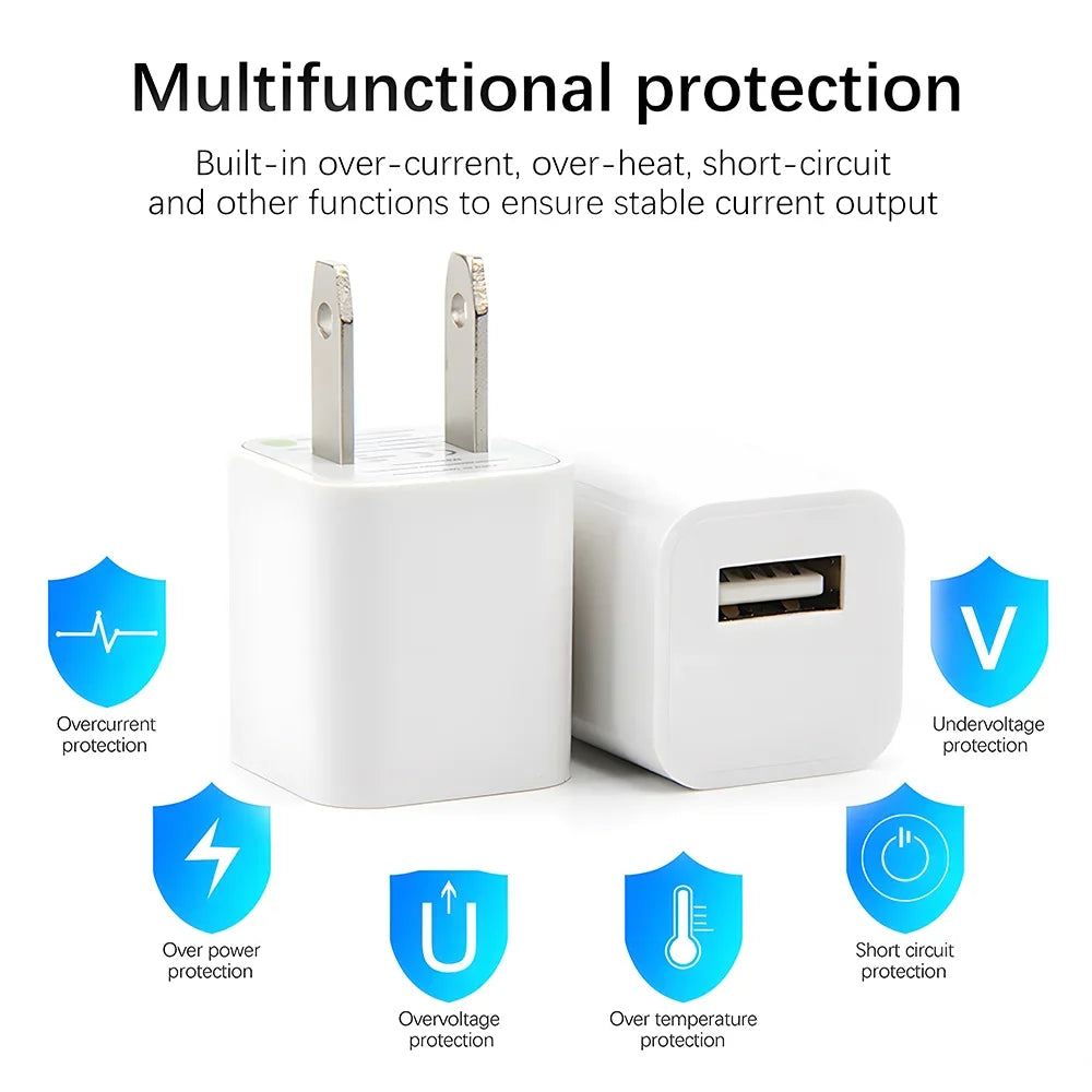 1-5 Pcs USB Wall Charger Adapter – Fast Charging for iPhone 14, 13, 12, 11 Pro Max, XR, XS, 8, 7, iPad, US Plug