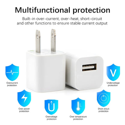 1-5 Pcs USB Wall Charger Adapter – Fast Charging for iPhone 14, 13, 12, 11 Pro Max, XR, XS, 8, 7, iPad, US Plug
