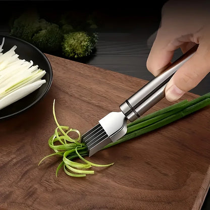 Stainless Steel Vegetable & Garlic Cutter – Portable Kitchen Tool for Shredding, Chopping, and Slicing Green Onions