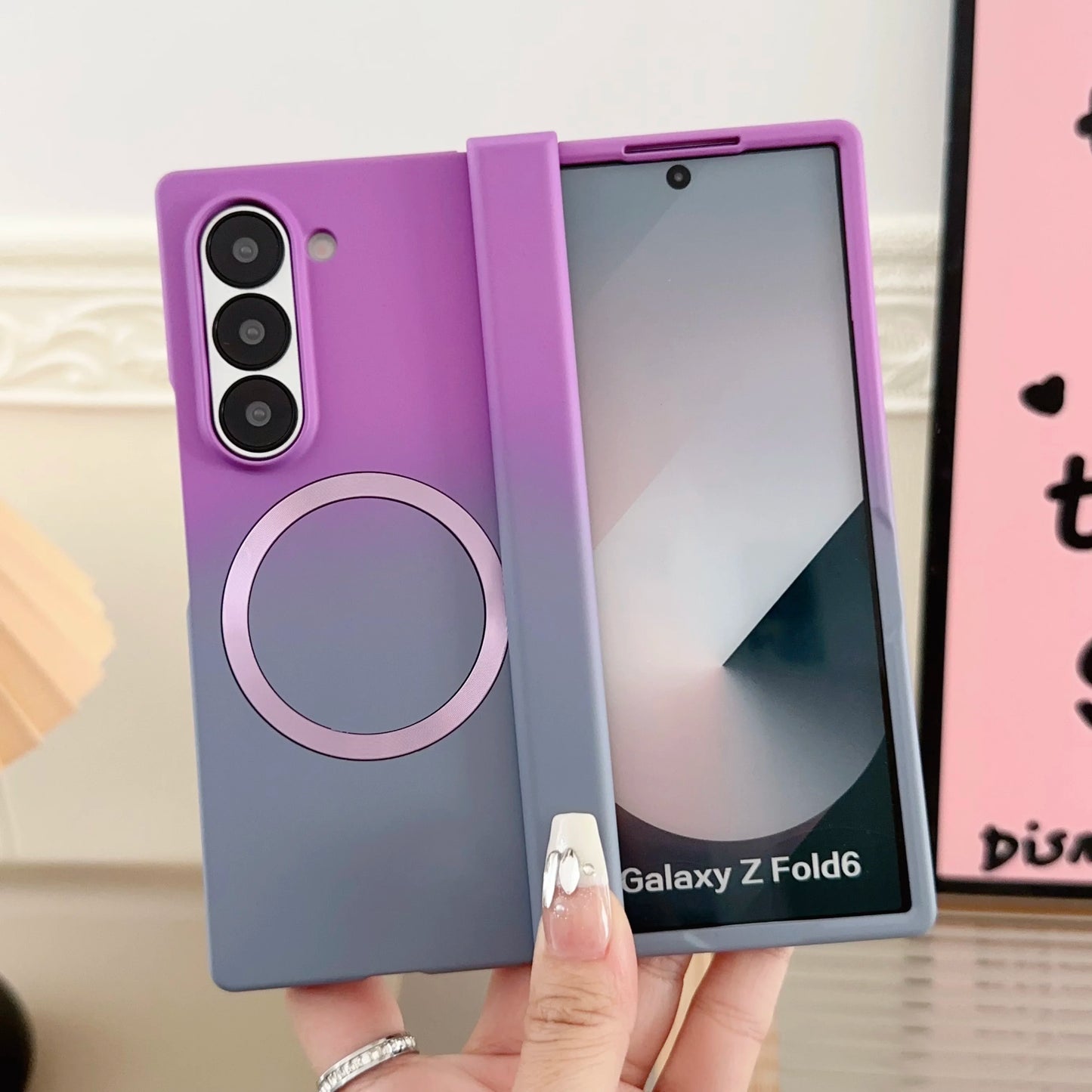 Magnetic Magsafe Wireless Charging Case — Gradient Liquid Silicone Bumper for Samsung Galaxy Z Fold 3-7