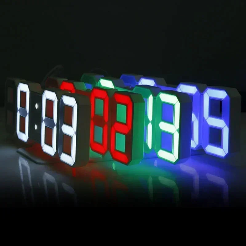 3D LED Digital Alarm Wall Clock - Time, Date, Temperature Display for Home, Kitchen, Office, and Garden Decor