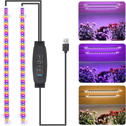 3-Color Indoor LED Grow Light — USB DC5V Full-Spectrum Phyto Lamp with Timer, Dimmable for Hydroponics & Plants