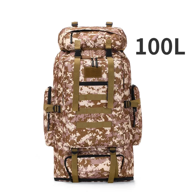 80L/100L Mountaineering Tactical Backpack - Large Outdoor Hiking, Camping & Travel Bag