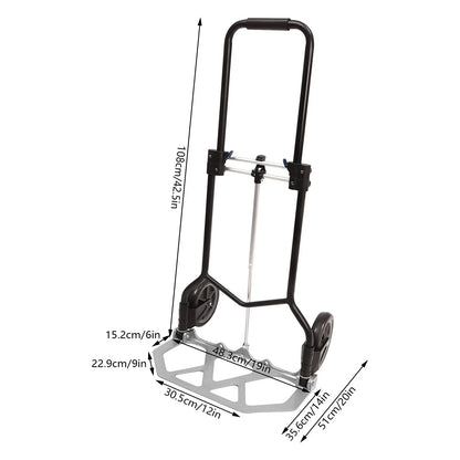 Folding Hand Truck & Dolly — Adjustable Height Aluminum Portable Cart with Anti-Slip Wheels, 264lb Capacity