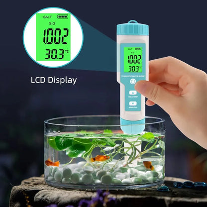 Yieryi TDS, EC, PH, Salinity & ORP Meter - H2, S.G, TEMP Water Quality Monitor for Pools & Aquariums