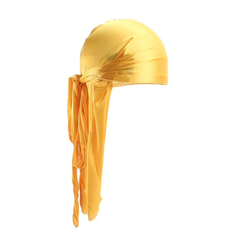 Unisex Silky Long Tail Durag Pirate Hat – Fashion Headwrap, Turban, Bandana, Cap for Women & Men, Hijab Hair Accessories