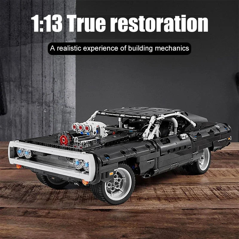 1077PCS Dodge Charger Racing Car Building Blocks – Fast and Furious Model, Assemble Bricks Toy for Kids, Boys & Adults Gifts