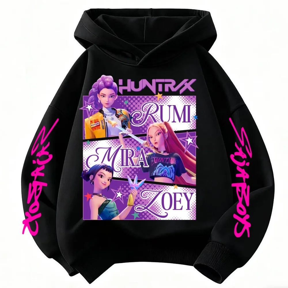 KPop Demon Hunters Huntrix Hoodie – Kids Fashion Sweatshirt for Girls & Boys, Spring Autumn Casual Tops
