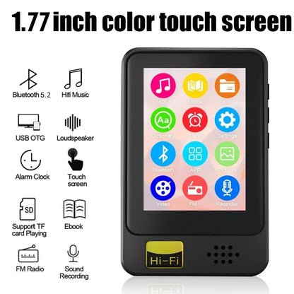 1.8 Inch Full Screen MP3 Player - HIFI Bluetooth 5.2 Speaker, MP4 Video Playback and FM Recorder for Walkman