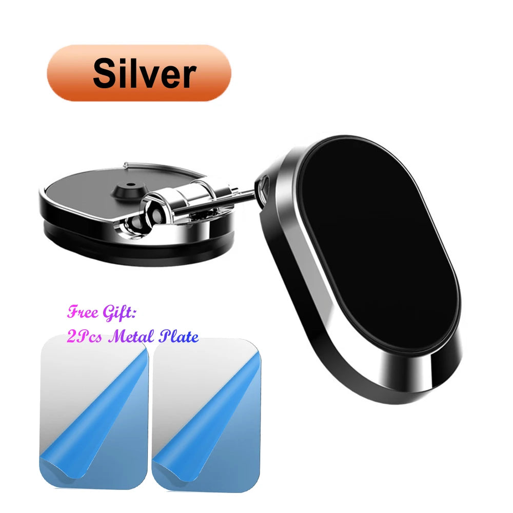 Magnetic Car Phone Holder - Foldable 360-Degree Rotatable Dashboard Stand for Navigation, Car Accessories