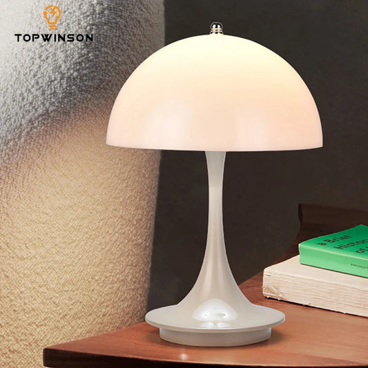 LED Mushroom Small Table Lamp - Portable USB Charging Dimmable Flower Bud Lamp - Bedroom Bedside Lamp