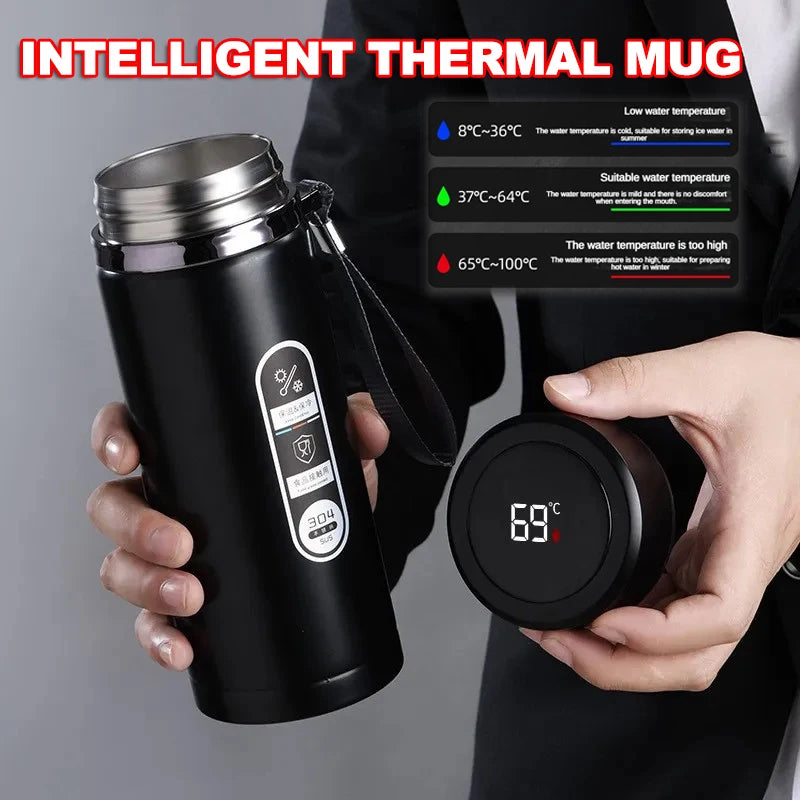 Stainless Steel Thermos Bottle 500ML-1L with LED Temperature Display - SUS304 Vacuum Flask for Tea and Water, Portable Travel Cup