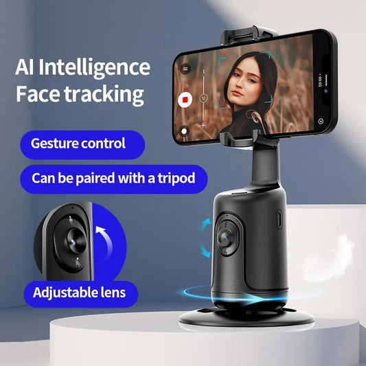 Intelli - AI Mini Selfie Stick with Automatic Tracking - 360 Degree Rotating Smart Follow Live Phone Bracket and Gimbal