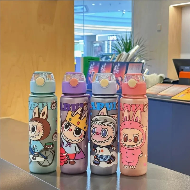 BPA-Free Cartoon Water Bottle with Straw — Leak-Proof Portable Bottle for Sports, Fitness & Travel