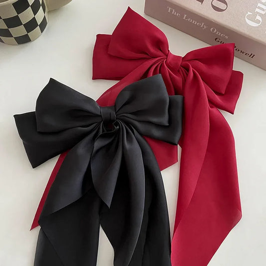 Bow Ribbon Hair Clip – Fashion Simple Solid Satin, Spring Clip, Elegant Retro Headband, Girls Hair Accessories