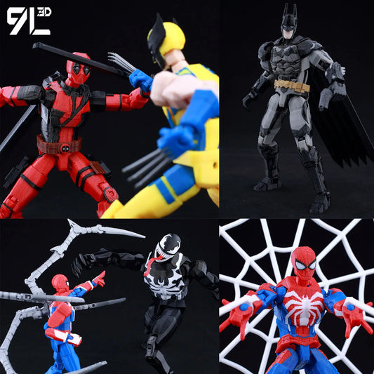 9L3D Lucky13 T13 Action Figures — 3D Printed Deadpool, Wolverine, Batman, Spider-Man & Venom Anime Model Toys, Collectible Gift