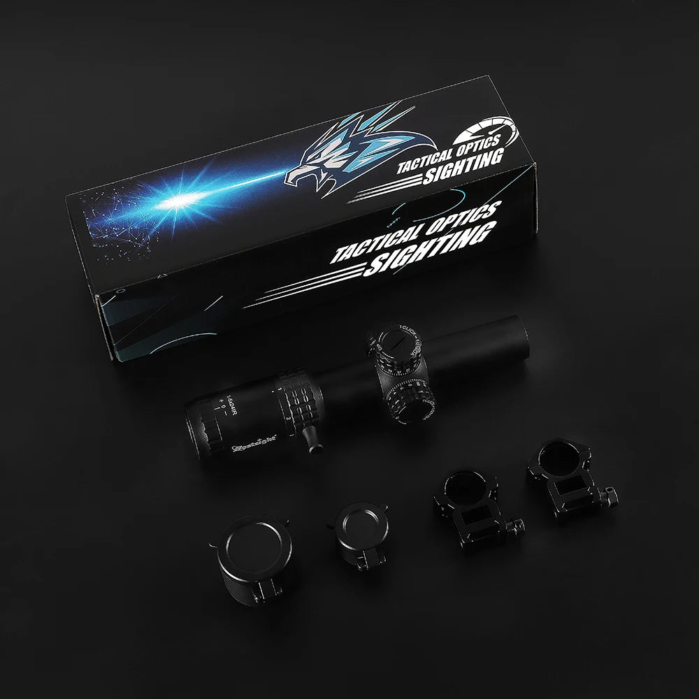 1-5X24 Tactical Rifle Scope – Red & Green Illuminated Reticle for AR15 Hunting