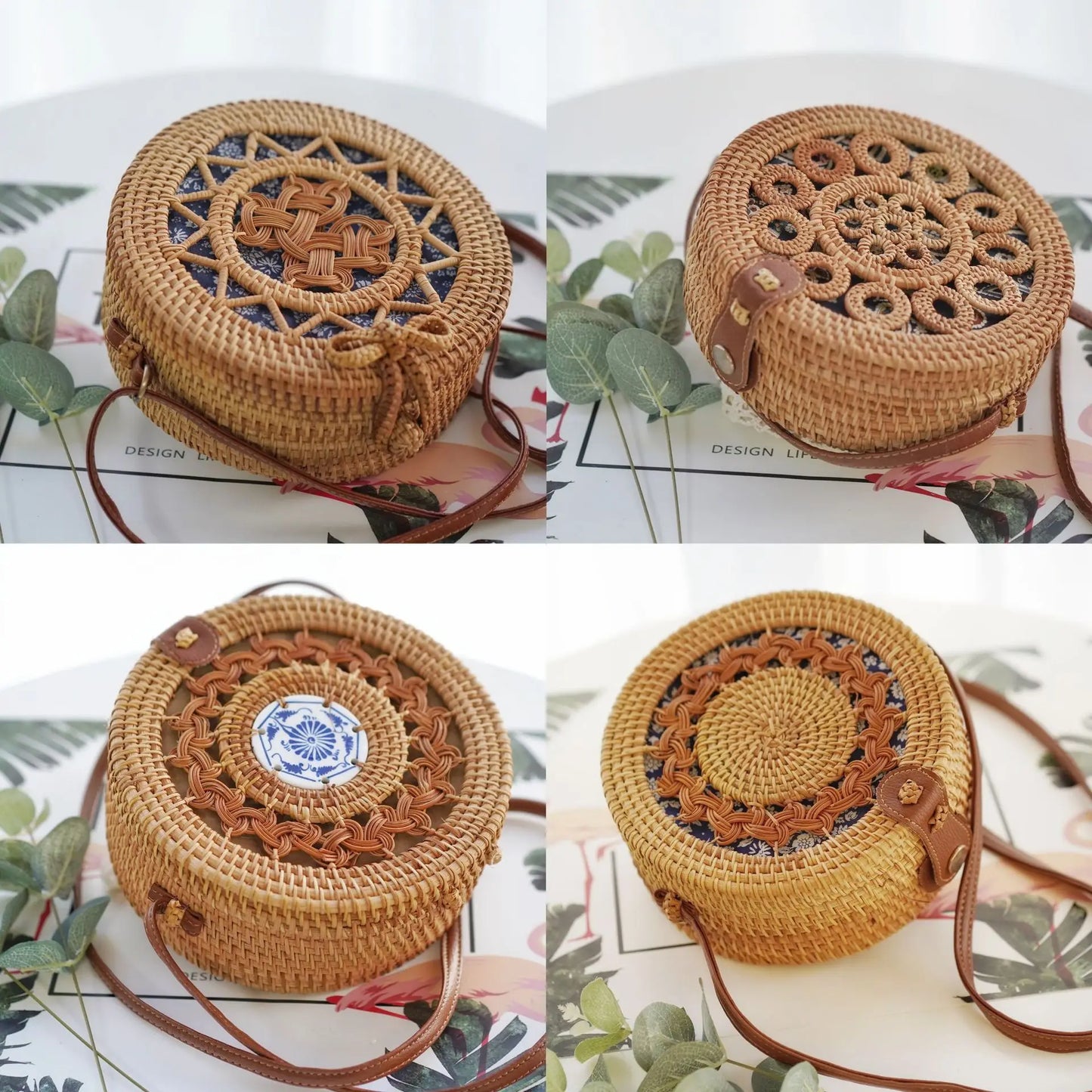 Handmade Straw Bag – Women’s Summer Rattan Beach Handbag, Boho Woven Circle Tote