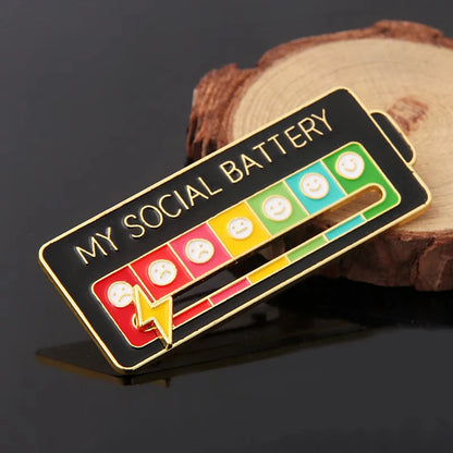 Mood Conversion Energy Brooch – My Social Battery Expression Pin for Men & Women, Clothing Badge